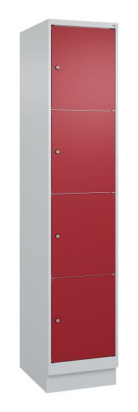 C+P lockerkast Classic PLUS, onderstel, 1950x400x500mm, 7035/3003, met 4 vakken, 080020-124 S10001
