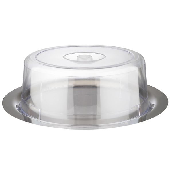 APS dienblad met kap -FINESSE-, Ø 38 cm, hoogte: 12 cm, RVS 18/0, kap van polystyreen, 13382