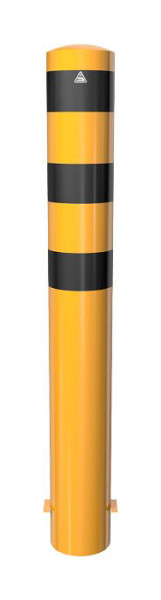 Schake stalen buispaal Ø 193 x 3,6 mm stationair, om in beton te plaatsen geel/zwart, thermisch verzinkt en geel gecoat, totale lengte: 1500 mm, 40191BG