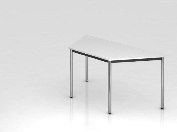 Hammerbacher trapeziumtafel rond onderstel 160x69cm wit/chroom, trapeziumvorm, VDRTR/W/C