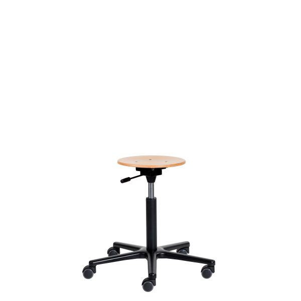 SOFAME werkkruk NATUR met wielen, zithoogte 45-65 cm, aluminium onderstel, W050010012
