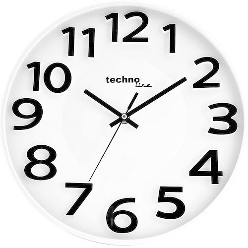 Technoline quartz wandklok wit, cijfers: standaard, kunststof, afmetingen: Ø 30 cm, WT 4100