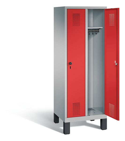 C+P schoolkluis Evolo, H1650xB610xD500mm, kleur: wit aluminium / vuurrood, 480106-20 S10027