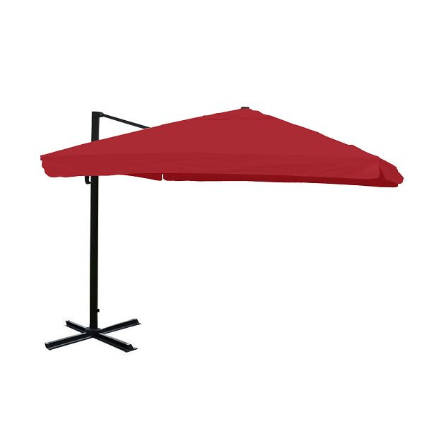Mendler gastronomie verkeerslichtparaplu HWC-A96, parasol, 3x4m (Ø5m) polyester/aluminium 26kg, klep, bordeaux zonder standaard, draaibaar, 134334+122472