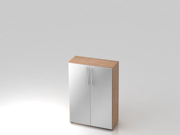 Hammerbacher kast 3OH 34, 6cm diep gebogen handgreep walnoot/zilver, 80x34,6x114,4 cm (BxDxH), V4550/N/S/BM