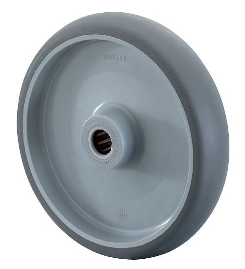 BS rollen rubberen wiel, wielbreedte 32 mm, wiel-Ø 125 mm, draagvermogen 120 kg, thermoplastische grijze banden, rollagers, verpakking van 8, B44.126