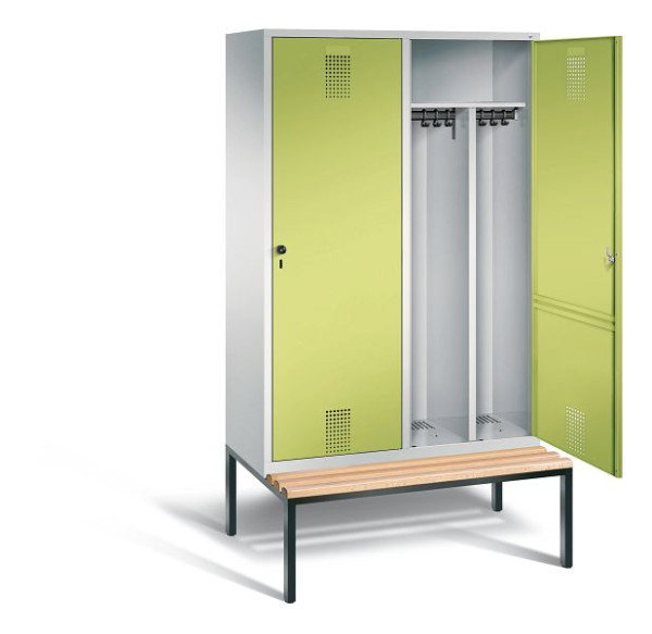 C+P zwart wit kastje Evolo, H2090xW1190xD500mm, kleur: lichtgrijs / virid groen, 48250-40 S10103