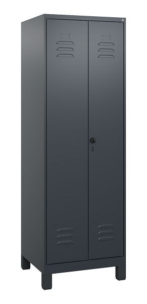 C+P Umkleidespind Classic PLUS, Doppel-Spind, Füße, 2 Abteile, 1800x600x500mm, 7016/7016, Drehriegel, 0800127-20P S10012