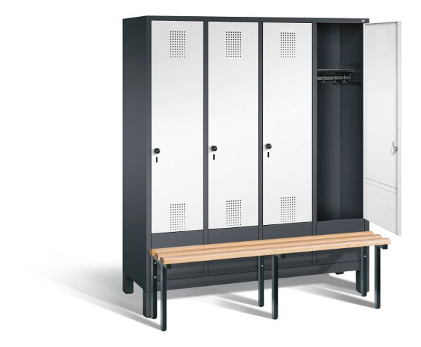 C+P garderobekast Evolo, H1850xB1590xD815mm, kleur: zwartgrijs / verkeerswit, 48030-42 S10115
