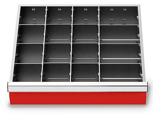 Bedrunka + Hirth metalen indelingsset 15 delig, R 18-16, paneelhoogte 75 mm, afmetingen in mm (BxDxH): 450 x 400 x 75, 146-142-75