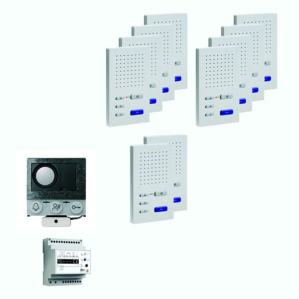 TCS audio:pack installatie voor 10 wooneenheden, met ingebouwde luidspreker ASI12000 + 10x handsfree luidspreker ISW3030 + bedieningsapparaat BVS20, PAIF100/004
