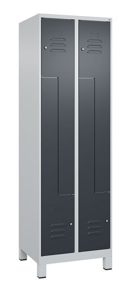 C+P Z-Spind Classic PLUS, C Z-Spind, Classic PLUS, voeten, 4 compartimenten, 1950x600x500mm, 7035/7016, cilindersloten, 080013-204 S10023