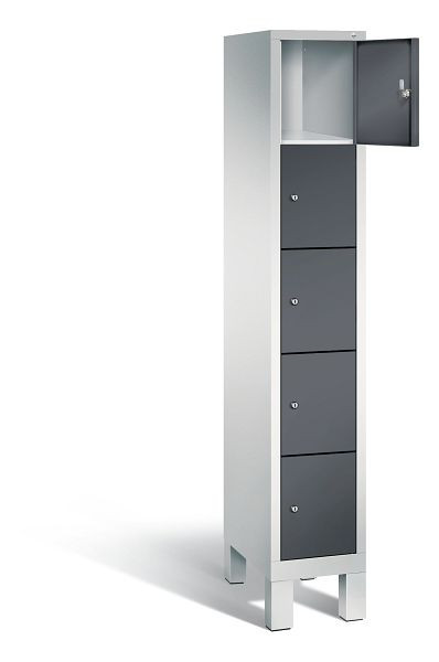 C+P lockerkast Evolo, H1850xB320xD500mm, kleur: lichtgrijs / zwartgrijs, 48010-105 S10071