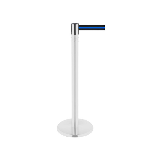 Stein HGS HGS personengeleidingssysteem -P-Line 360-, metaal, wit gecoat, zwart/blauw/zwart horizontaal (gestreept), met riemeindstuk (standaard), riemlengte: 4 m, 40019-0702