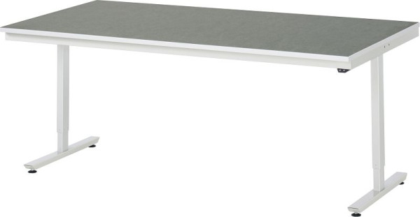 RAU werktafel serie adlatus 150 (elektrisch in hoogte verstelbaar), werkblad met linoleum/universele bekleding, 2000x720-1120x1000 mm, 08-AT-200-100-L