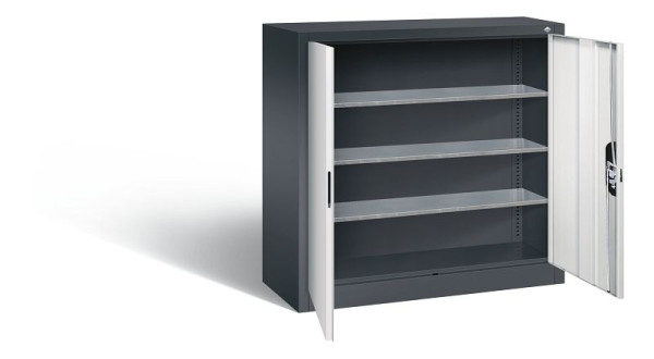 C+P tijdschriftenkast serie 13, H1000xB1000xD420mm, kleur: zwartgrijs/lichtgrijs, verzonken handgreep, 133944-21 S10035