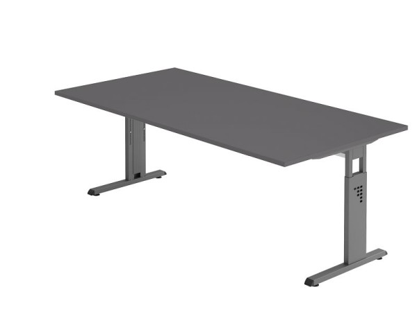 Hammerbacher bureau C-poot 200x100cm grafiet/grafiet, werkhoogte 65-85 cm, VOS2E/G/G