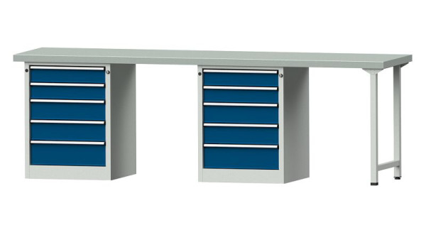 ANKE werkbanken combinatie werkbank, model 915 V, 2800 x 700 x 900 mm, RAL 7035/5010, ZBP 50 mm, 415.143