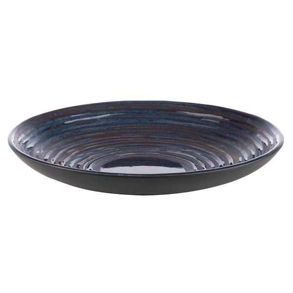 APS bord -LOOPS-, Ø 25,5 x 4,5 cm, melamine, binnen: decor, donkerblauw, buiten: donkergrijs, 0,8 liter, 85057