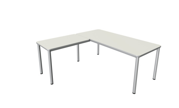 Kerkmann Prime hoekwerkstation, bureau B 1800 x D 800 x H 750 mm, aanschuiftafel 1000 x 600 x 750 mm, wit, 11043110