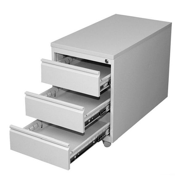 Lüllmann rolcontainer, 620 x 460 x 800 mm, lichtgrijs/lichtgrijs, 3 laden, 505800
