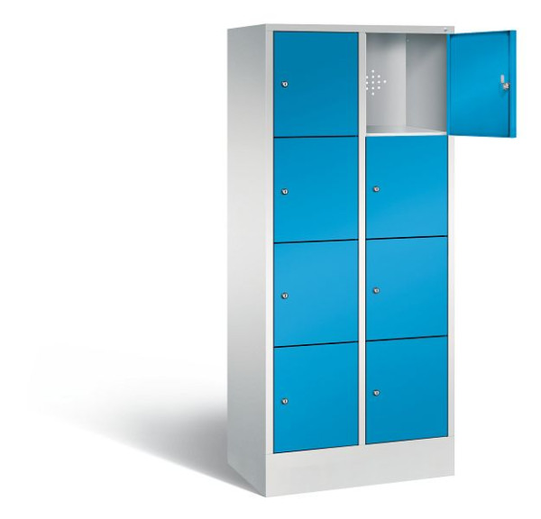 C+P Stahl-Ladeschrank Evolo, 8 Fächer, H1800xB810xT500 mm, Lichtgrau/Lichtblau, 48020-220404EB S10016