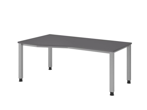 Hammerbacher bureau 4-poots vierkant 180x100/80cm grafiet, vrije vorm, links of rechts te monteren, VQS18/G/S