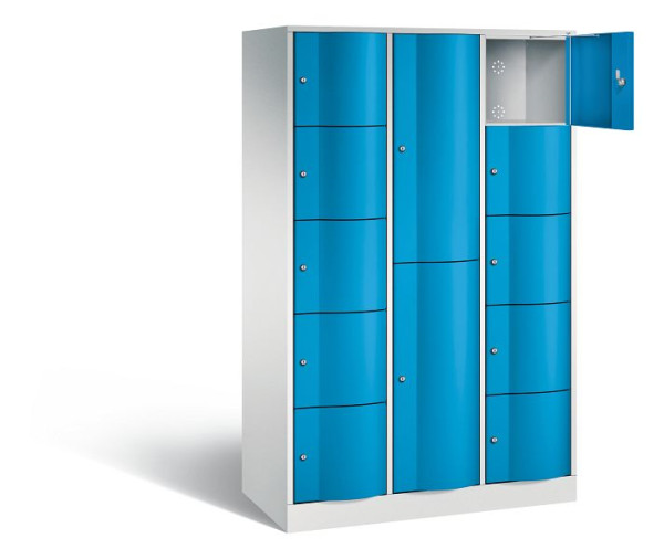 C+P combinatie lockerkast Resisto, H1950xB1148xD540mm, kleur: lichtgrijs/lichtblauw, 8070-3721 S10009