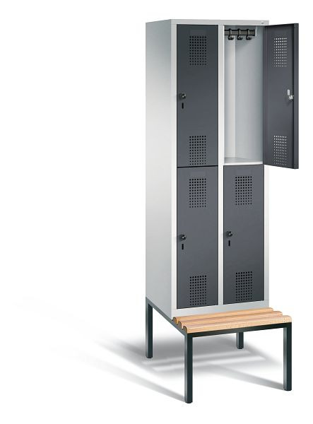 C+P locker dubbellaags Evolo, H2090xW610xD815mm, kleur: lichtgrijs / zwartgrijs, 48350-20 S10216