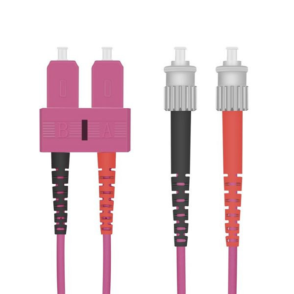 Helos glasvezel patchkabel SC/ST Duplex50/125µm OM4 gemêleerd violet 10,0m, 126440