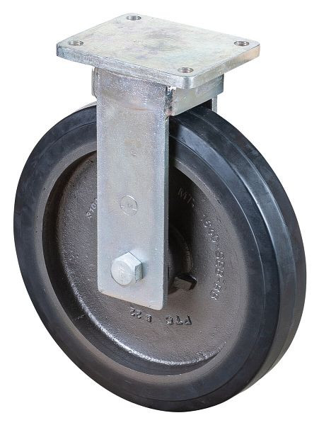 BS Rolls Zwaarlastwiel, bokwiel, wielbreedte 75 mm, wiel-Ø 400 mm, draagvermogen 1200 kg, zwarte elastische banden, gegoten, kogellagers, RR110.B81.400
