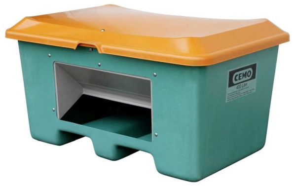 Cemo gritcontainer Plus 3 400 l, groen/oranje, met uitnameopening, 10581