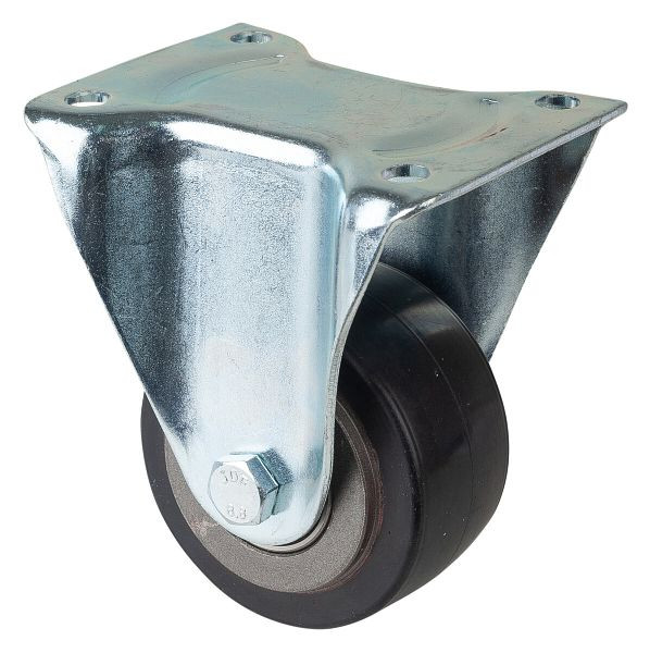 BS Rollen zwaarlastwiel, bokwiel, wielbreedte 50 mm, wiel-Ø 100 mm, draagvermogen 210 kg, zwarte elastische banden, gegoten, kogellagers, N110.B81.100