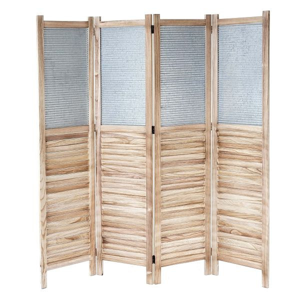 Mendler Paravent HWC-D27, room divider, scheidingswand, scherm, hout, metaal, 170x160x2cm, 62651