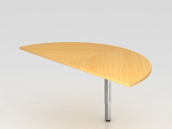 Hammerbacher aanschuiftafel 2x kwart cirkel/zilveren onderstel vierkant beuken/zilver, halve cirkel voor bevestiging aan een bureau, VRA160/6/S