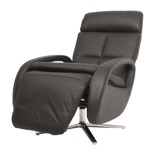 Mendler relaxstoel HWC-L11, design tv-stoel, tv-stoel, ligstoel, ligfunctie, volledig leer, zwart, 98399