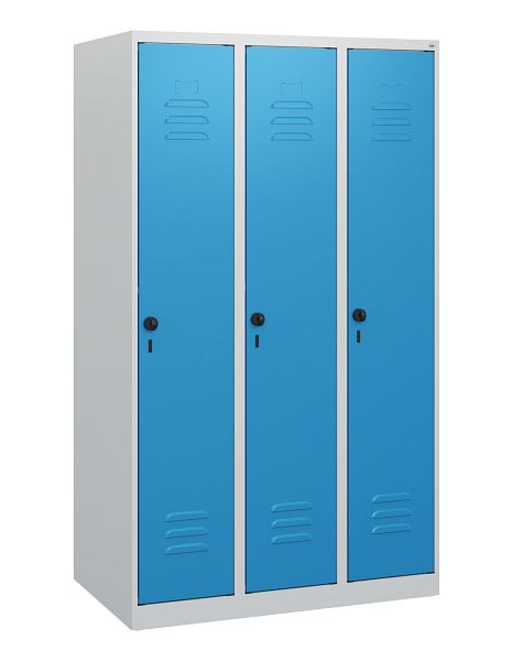 C+P Umkleidespind Classic PLUS, 3 Abteile, 1530x900x500mm, 7035/5012, Drehriegel, 0800005-30 S10000