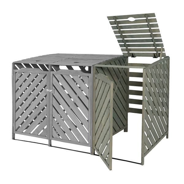 Mendler XL 1/2 rolcontainer bekleding uitbreiding HWC-J44, rolcontainer box, 112x63x96 hout, grijs, 80545