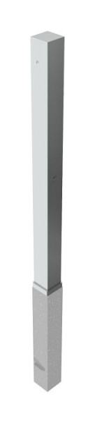 Schake RVS paal 70 x 70 mm, afneembaar, zelfvergrendelend slot met thermisch verzinkte grondhuls, met profielcilinderslot, 4070Z