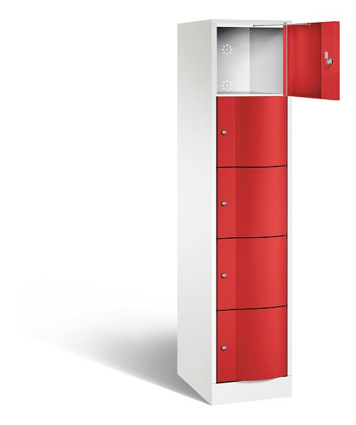 C+P lockerkast Resisto, H1950xB396xD540mm, kleur: verkeerswit / vuurrood, 8570-172 S10241