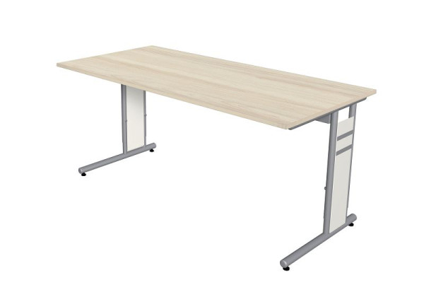 Kerkmann bureau met C-pootframe, Form4, B 1600 mm x D 800 mm x H 680-820 mm, esdoorn, 11412550