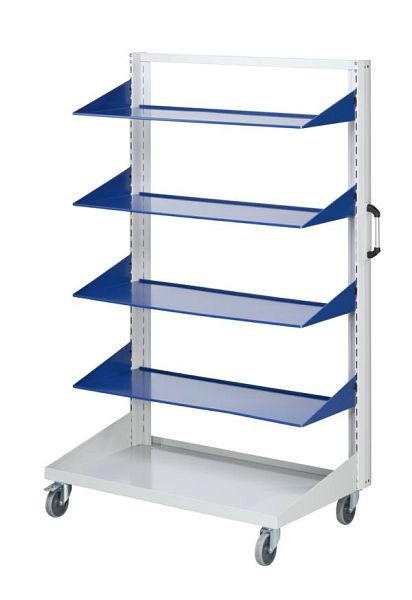 ANKE base auto planken recht; 1250 x 650 x 1950 mm; RAL 7035/5010; met 4 x planken, recht 450 mm, 962.201