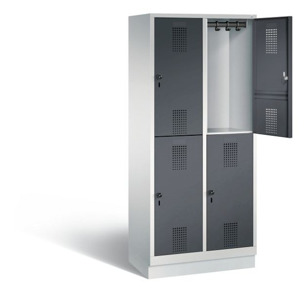 C+P locker dubbeldekker Evolo, H1800xW810xD500mm, kleur: lichtgrijs/zwartgrijs, 48320-22 S10043