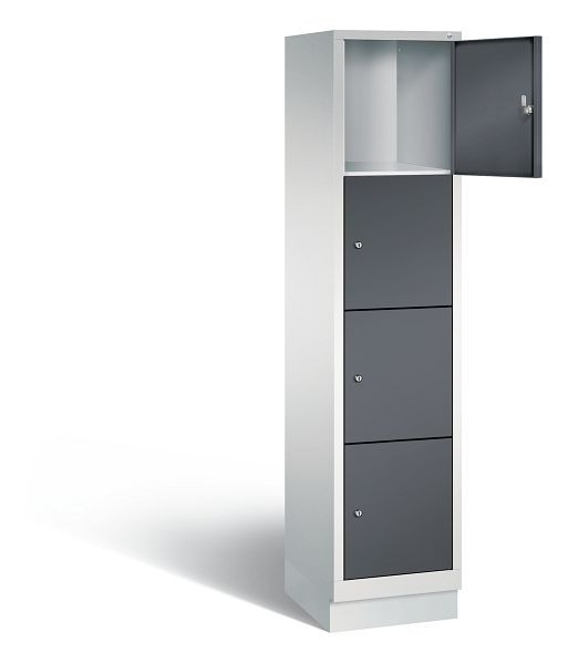 C+P lockerkast Evolo, H1800xB420xD500mm, kleur: lichtgrijs / zwartgrijs, 48020-124 S10051