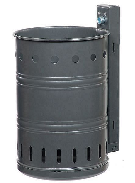 Renner afvalcontainer ca. 20 L, geperforeerd, voor wand- en paalmontage, thermisch verzinkt en gepoedercoat, antraciet ijzermica, 7003-00PB DB703