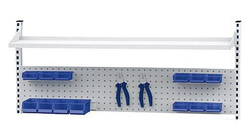 Bedrunka + Hirth meerwandige opbouwbreedte 1500, 1x energiekanaal, 1x geperforeerde wand, 1x magneetwand, 2x plankafmetingen in mm (BxH): 1500 x 859, 03.900.15.02-01
