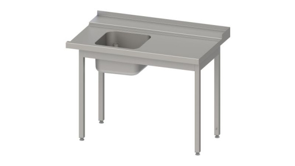 Stalgast Zulauftisch, Korbführung mit Gefälle, mit 1 Becken 1400x750x880mm, Anbauseite rechts, Aufkantung, verschweißt, VZL14710RA