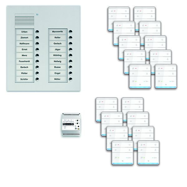 TCS deurbedieningssysteem audio: pack UP voor 18 wooneenheden, buitenstation PUK 18 belknoppen 2-koloms, 18x handsfree luidspreker ISW5010, bediening, PPUF18 / 2-EN / 01