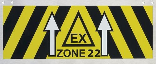 DENIOS zone-identificatiebord van roestvrij staal, 270 x 110 mm, Ex zone 22, 217916