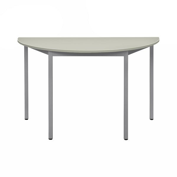 Bisley MULTI Desking multifunctionele tafel, halfrond, verchroomd, 25 mm, decor G grijs, H 740 x B 1200 x D 600 mm, MTC25H1206G399